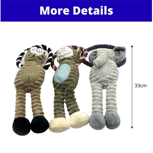 Squeaky Plush Rope Dog Toy Durable Interactive Teething Anxiety Relief Toy