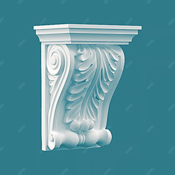 GL-6009 Exotic Decorative Polyurethane Pu Decoration Poplar Gold Brackets Architectural Fireplace White Corbels