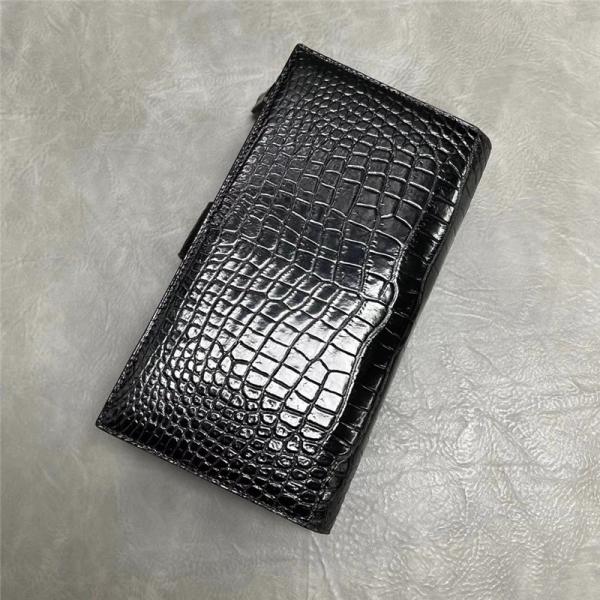 Authentic Crocodile Skin Businessmen Large Bifold Wallet Clutch Purse Exotic Real Alligator Leather Male Card Holder