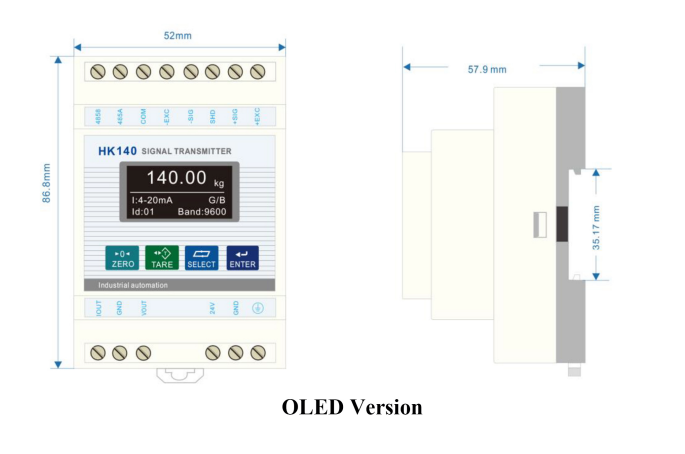 Compact Weighing Transmitter With Multi-Output & LED / OLED Display Options  HK140  
 