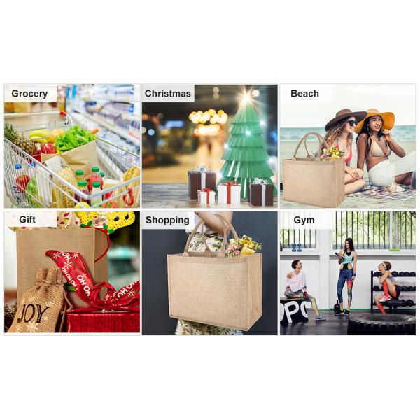 Burlap Tote Bags Bulk Laminated Interior Jute Tote Bag Full Gusset With Inner Zipper Pocket, DIY Art Crafts