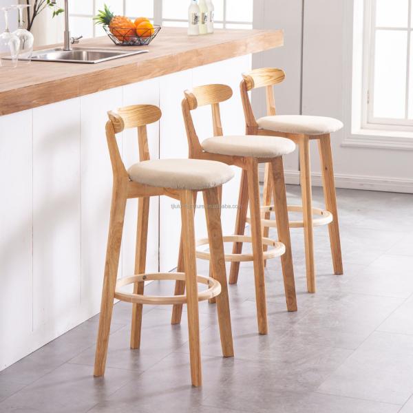 Modern Design High Wooden Mini Bar Stool in Direct with PU/Fabric Seat