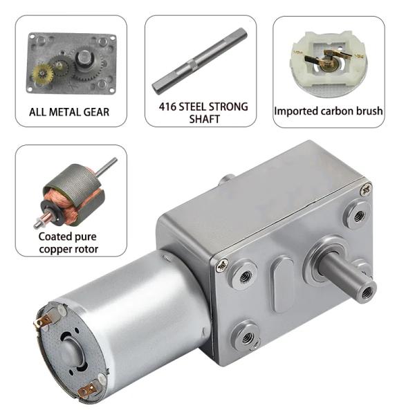Metal / Copper Worm Gear Motor 12v JGY370 DC Motor With Worm Gear 3kg.cm