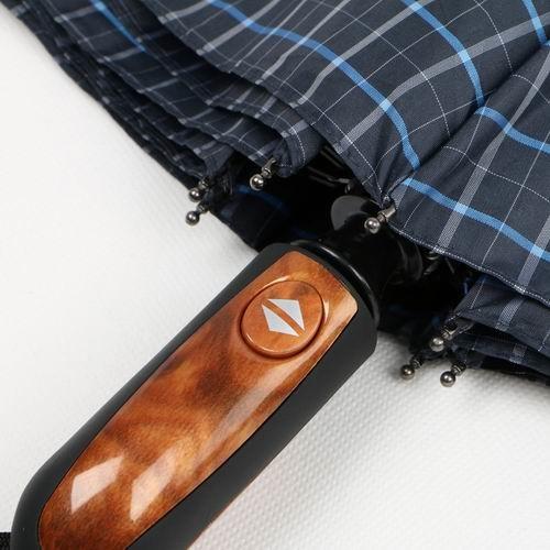 Fully Auto 3 Compact Golf Umbrella , 27 Inches Mens Golf Umbrella Blue Plaid Canopy