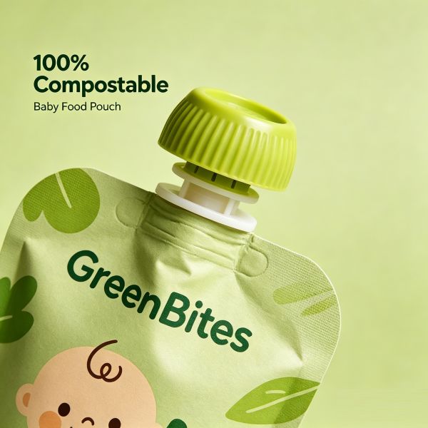 Premium Sustainable Baby Food Packaging - 100% Compostable Spout Pouch for Eco-Conscious Brands