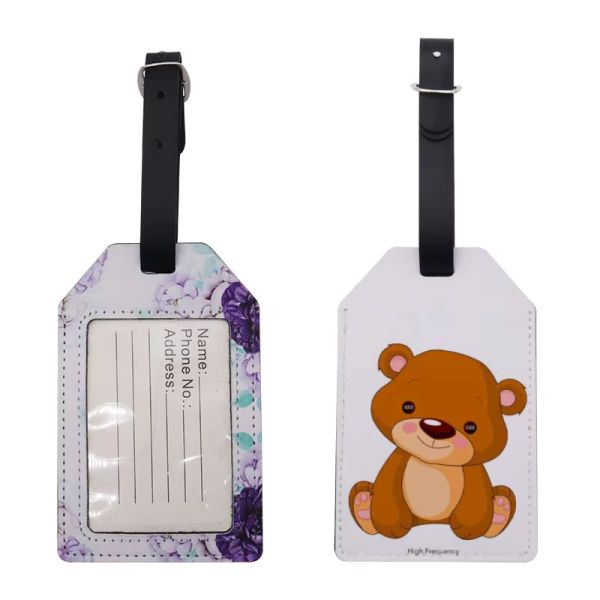 Double-Sided Slim Rectangle PU Leather Sublimation Luggage Tag Blanks Bag Tags