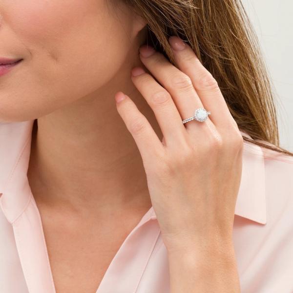 7.0mm Lab-Created Opal and White Sapphire Frame Ring in Sterling Silver