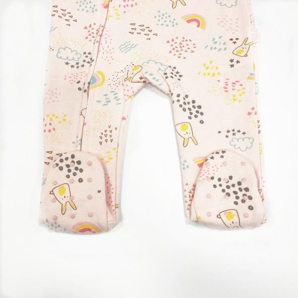 Newborn Bodysuit Baby Clothing Rompers with Zipper and Printing Pattern Knitted Fabric