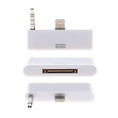 colorful 30pin to 8 Pin AUDIO ADAPTERS converter for iPhone 5 5s 5c Itouch Nano 7 white
