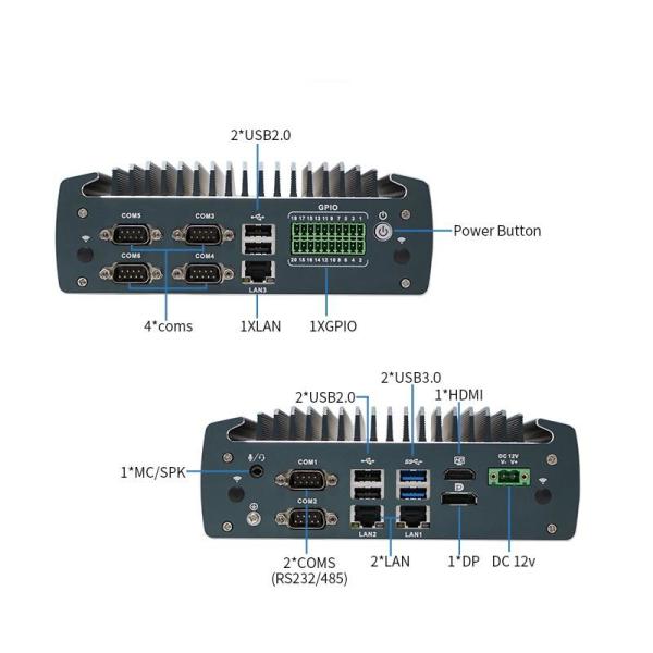 IBOX-1226 J6412 Industrial Fanless Mini PC with 32GB RAM, 12V DC Input, and Quad Core Processor