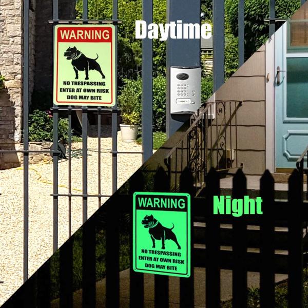 Yards Warning Photoluminescent Safety Products Aluminum Beware Of Dog Symbol