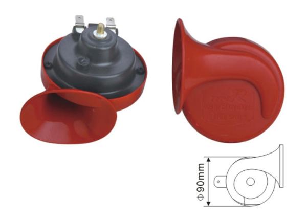 EST1001H 12V/24V Red Snail Shape Car Horn Truck Electric Vehicle Horn 100-115DB Dia 90mm 3.7A
