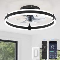 Wholesale  Remote Modern Flush Mount Led Fan Light Fandelier Ceiling Fans for Bedroom