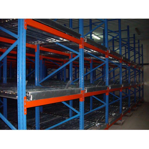 China Factory Carton Flow Gravity Through Rack Storage Racking Roller Rack Gravity Flow Roller Racking System