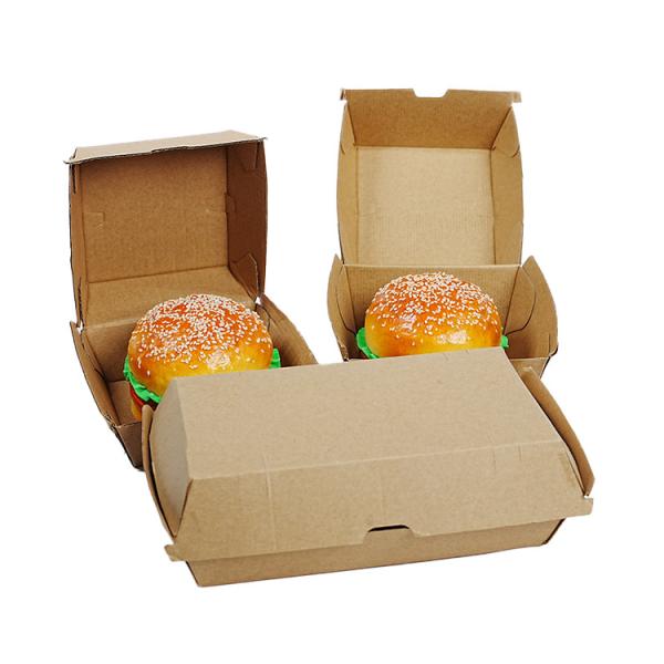 Boîte à burger en carton ondulé pour aliments rapides, écologique, de taille personnalisée en gros