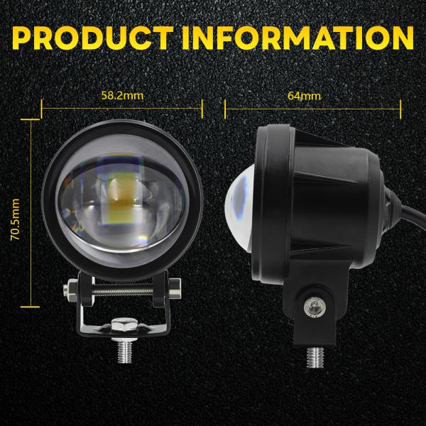 Aluminum White Yellow Direct Light 30V LED Spot Lights Motorcycle