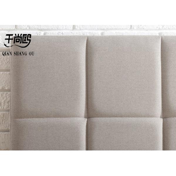 Classic Linen Fabric Upholstered Beds  With Checkered Stitching Design