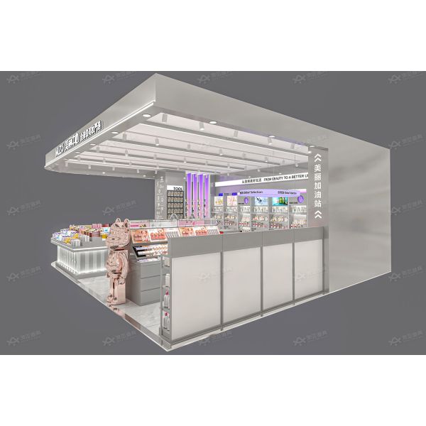 BKC002 Customized Store Display Furniture Gray mall kiosk perfume beautiful cosmetic kiosk for shop design
