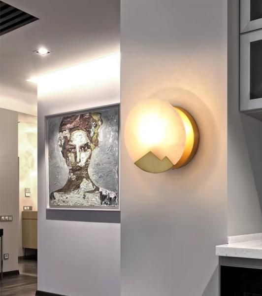 Luxury Alabaster Bedroom Bedside Wall Lamp Creative Staircase Aisle Art Decoration Background LED Wall Light