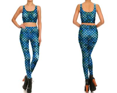 Stretchy Mermaid Swim Leggings , Womens Mermaid Leggings Ankle Length