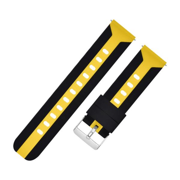 A cor dobro personaliza a correia de relógio da borracha de silicone une a forma de 20mm