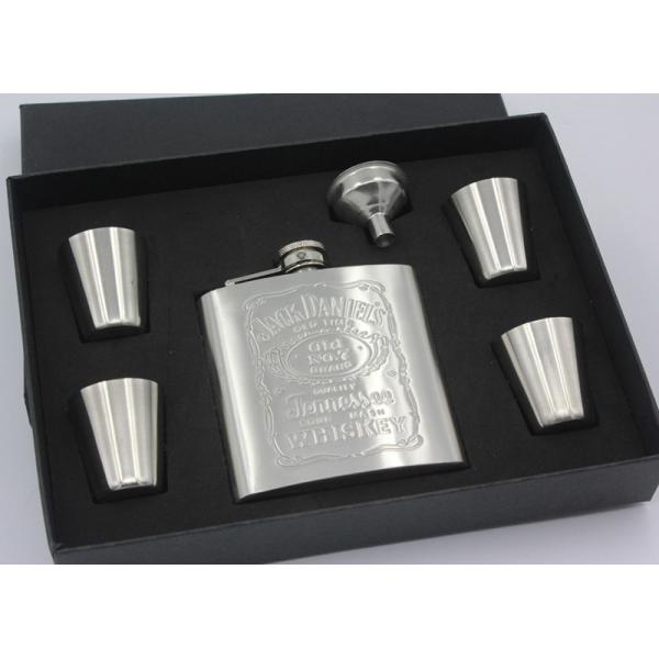 Pretty Kitchen Household Items 4 Cups 1 Funnel 6 Oz Metal Hip Flask