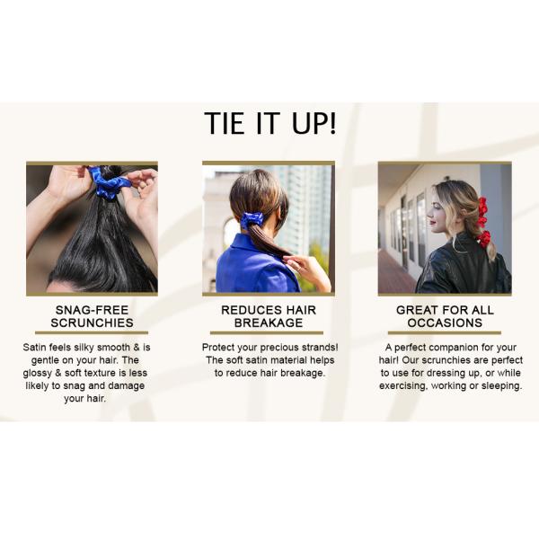 Custom 22mm Mulberry Silk Scrunchies 0.03kg Elastic Hair Bands