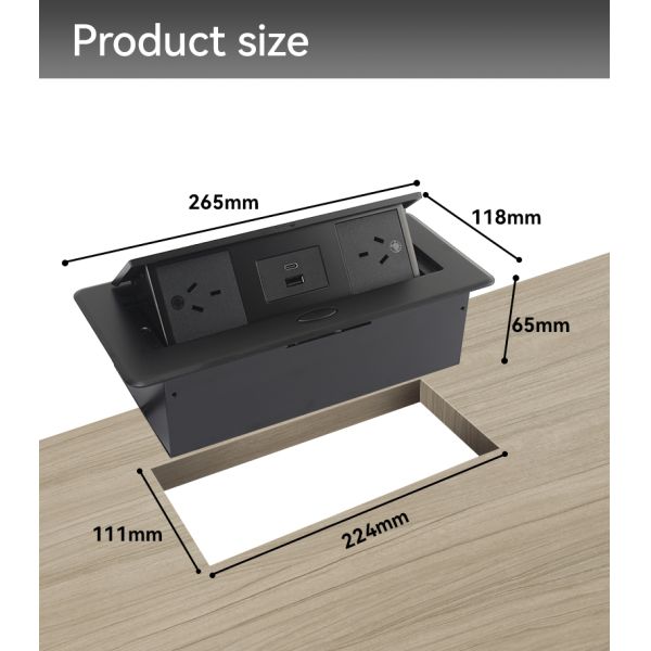 SAA Pop Up Switch Box Power Outlet Under Desk Kitchen Countertop