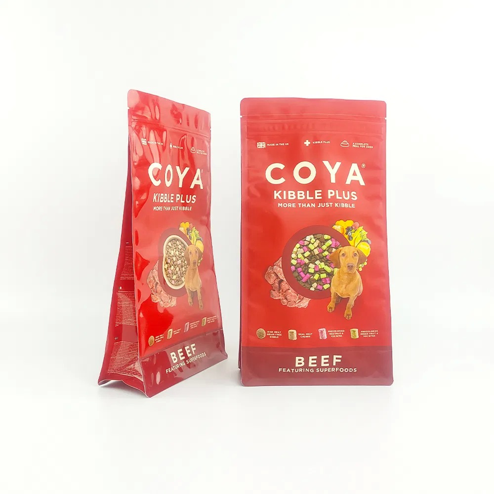 500g 1kg Flat Bottom Pet Food Plastic Packaging Stand Up Ziplock Bag Custom Printed