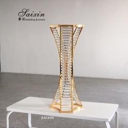 Vaso de Flor de Ouro Cristalino Stand Metal para sala de estar Decoração de mesa de casamento