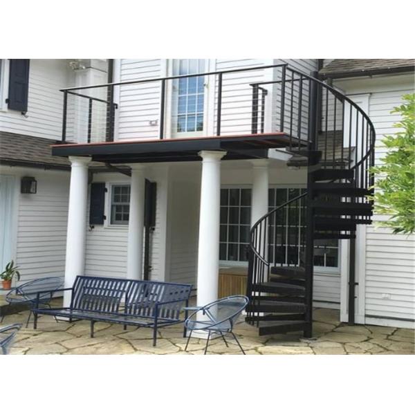 Residential Steel Stair Custom Spiral Staircase With Solid Wood Treads