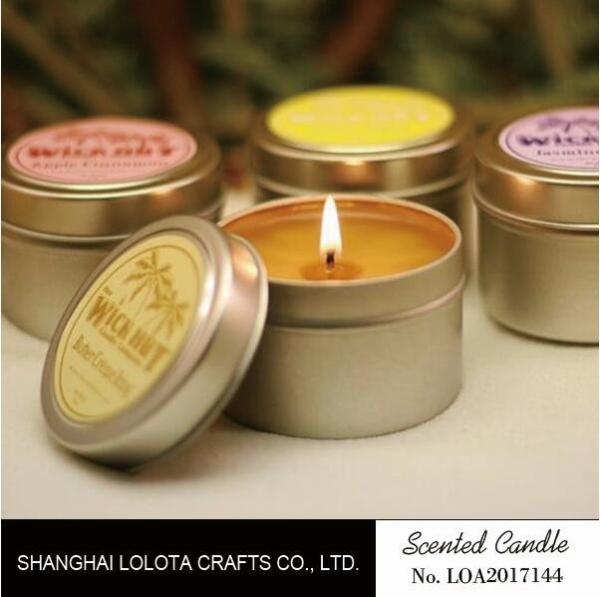 Small Exquisite Wax Scented Tin Candles Round Sticker For Travel And Festival