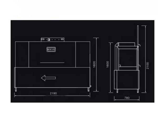 Tunnel Type Double Cylinder 400mm Industrial Restaurant Dishwasher