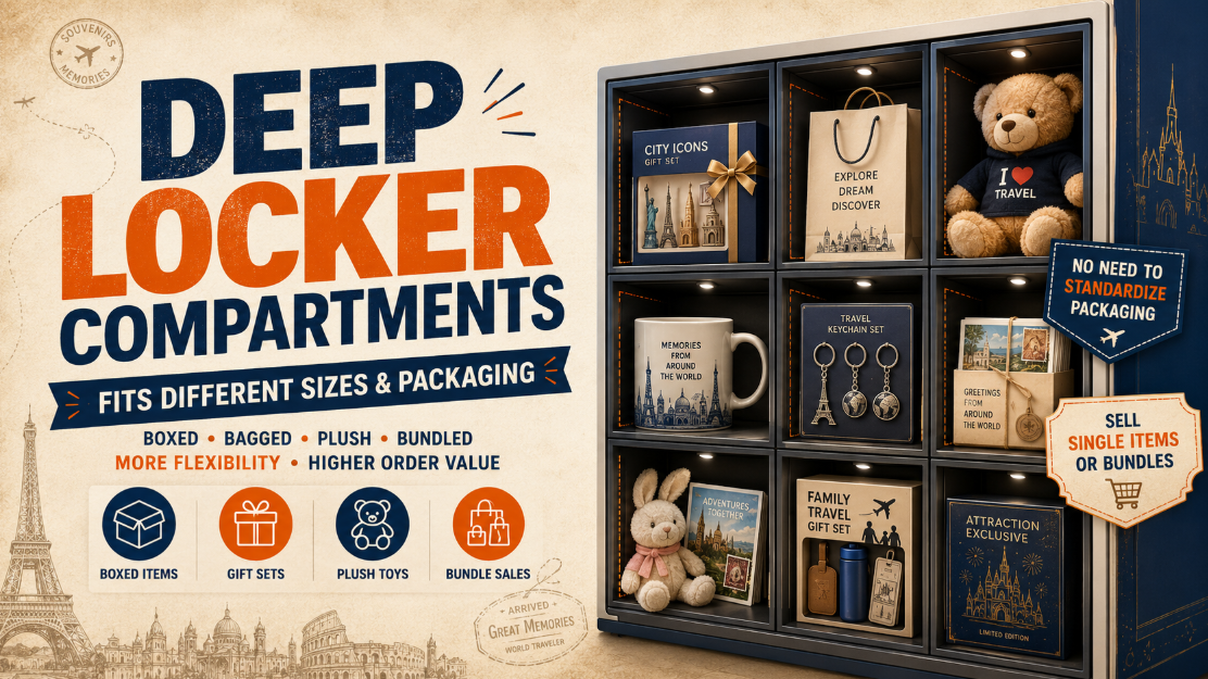 35-Locker Smart Souvenir Vending Machine for Theme Parks, Museums & Tourist Attractions