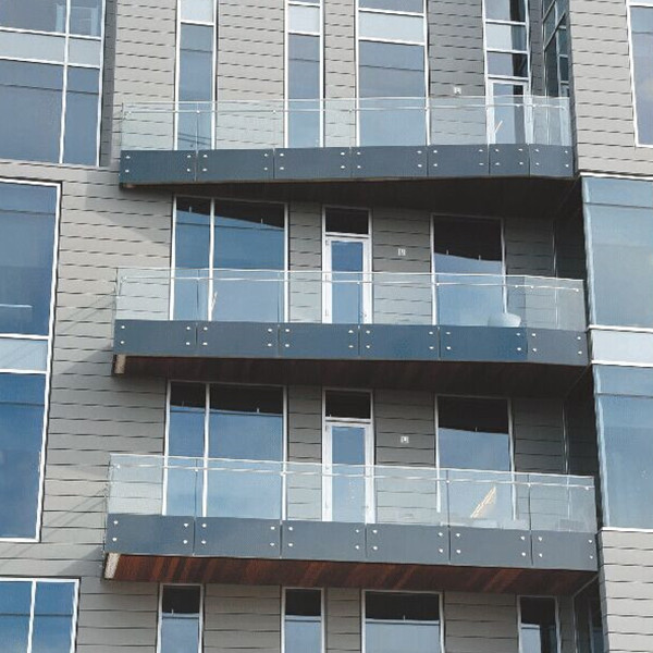 Tempered Glass Balcony Railing , Standoff Glass Railing Stainless Steel Material