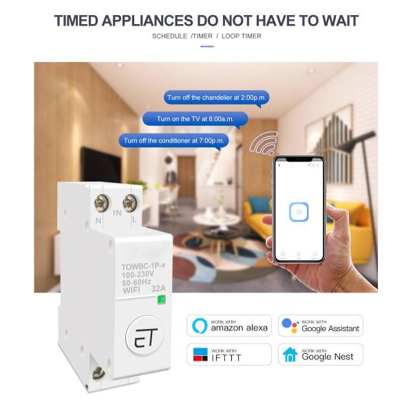 Din Rail WIFI Circuit Breaker Switch Remote Voice Control by Ewelink APP for Home mcb timer 110V 220V 380V