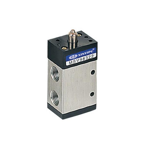 Mechanical Pneumatic Valve 3 / 2 Way , Plat Round Green Button Manual Air Control Valve
