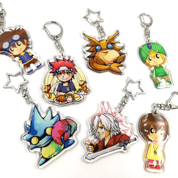 New Design Hot Sell Custom High Quality Anime Transparent Epoxy Resin No Glitter Acrylic Keychains