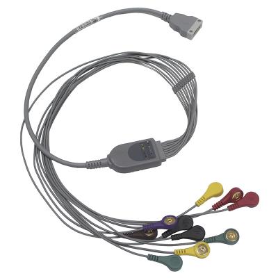 BENEWARE Electrode Lead Cable Straight Holter 3ft ECG Machine Cable IEC Snap