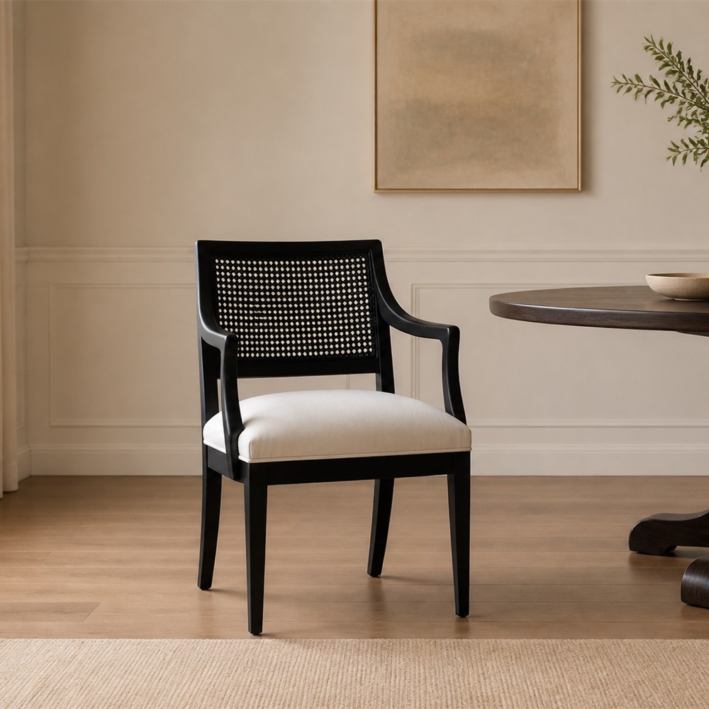 Black Cane Back Upholstered Dining Armchair CYC-071