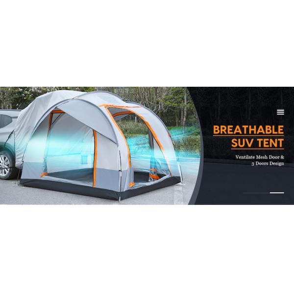 6 человек Серая покрытая полиэстером 210D SUV кемпинговая палатка с сетчатыми окнами и УФ-защитой