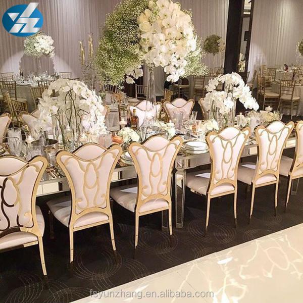 55X60X110 SS Upholstered Dining Chair Gold Plated Hotel Wedding Event Chairs