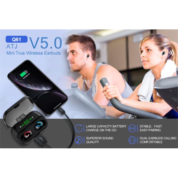 IPX5 Waterproof 10m Power Bank Earphones Danamic Driver For Sports