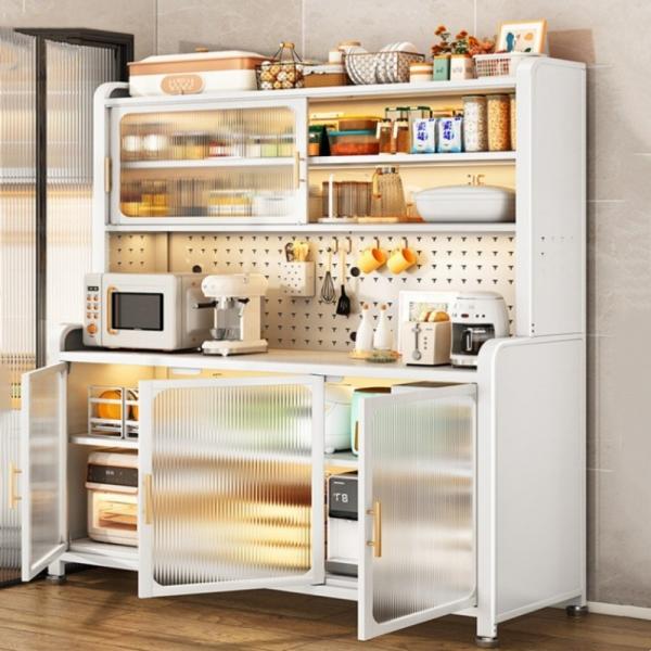 Kitchen Baker's Rack with Door, Storage Cabinet Microwave Stand Pegboard, Sideboard for Garage Pantry Home
