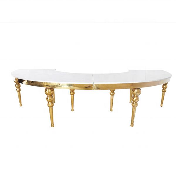 Curevd Glass Top Stainless Steel Leg Wedding Banquet Table