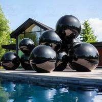 Grandes bolas infláveis brilhantes Eventos de Natal Decoração de festa Refletindo bola de espelho inflável de prata PVC gigante/esfera B