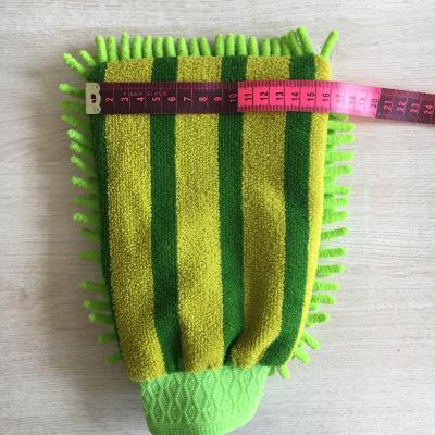 House keeping  washing absorb mitt 100% polyester microfiber mitt gloves