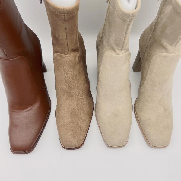 Off White Womens Leather Dress Boots soft  Tan Waterproof Leather Ankle Boots
