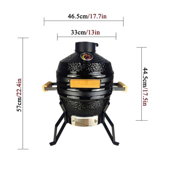 KIMSTONE Red Small  Egg Shaped  Indoor Charcoal Ceramic Table  Bbq Griller ,stainless Steel Table Kamado