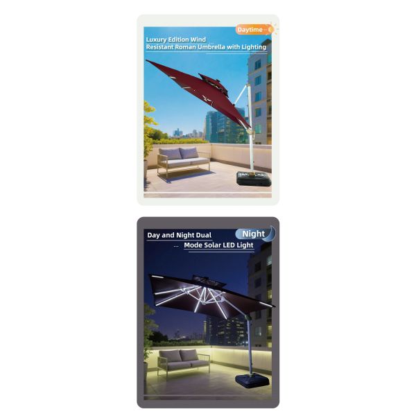 Villa Garden Thickened Folding Acrylic Sun Umbrella Waterproof Wind-Resistant Outdoor Commercial Shade Umbrella Customized